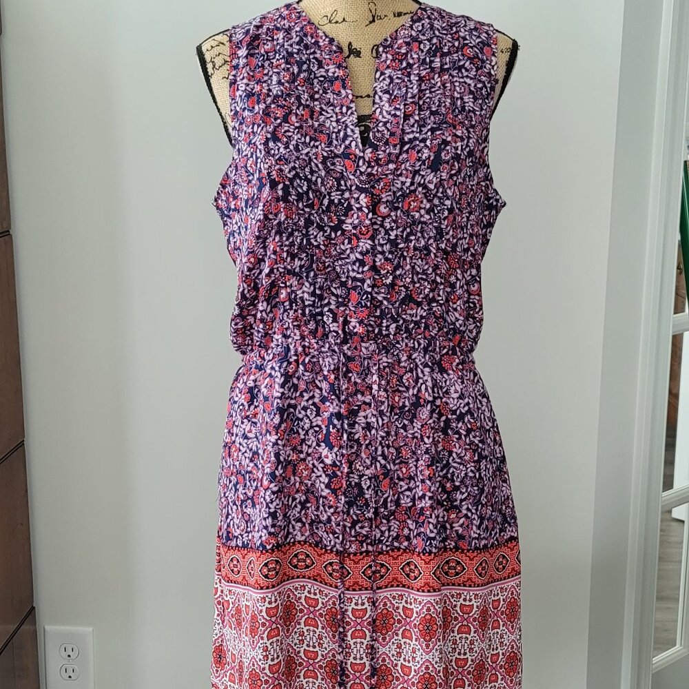 Gap Purple Flowered Sleeveless lined Dress Medium